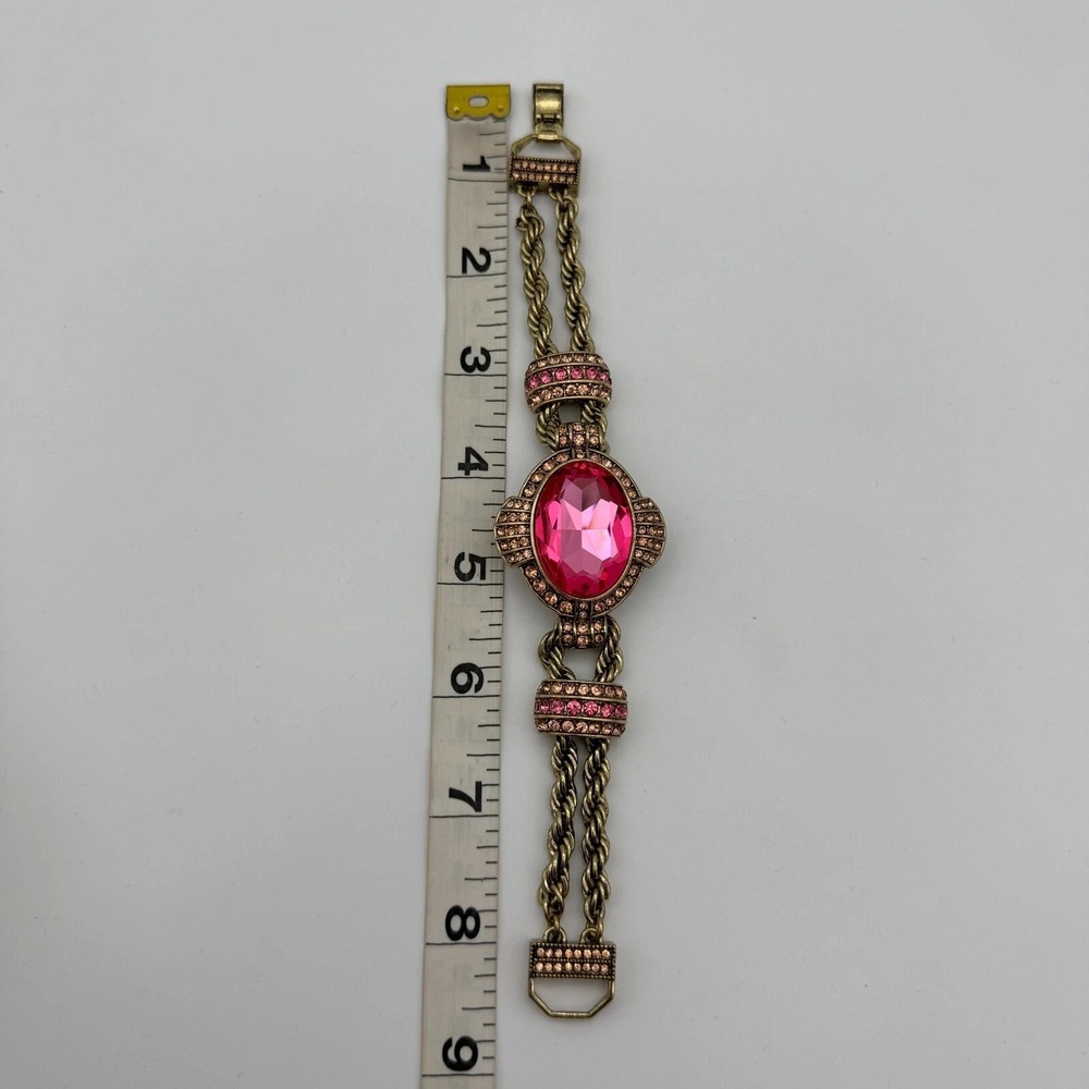 Heidi Daus Chain Of Events PINK Necklace Bracelet Jewelry Set OF 2 STUNNING! - Picture 3 of 7